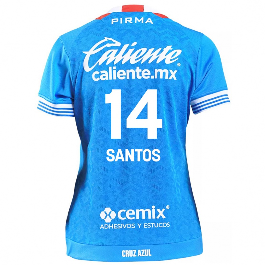 Kids Football Eleisa Santos #14 Sky Blue Home Jersey 2024/25 T-Shirt Nz