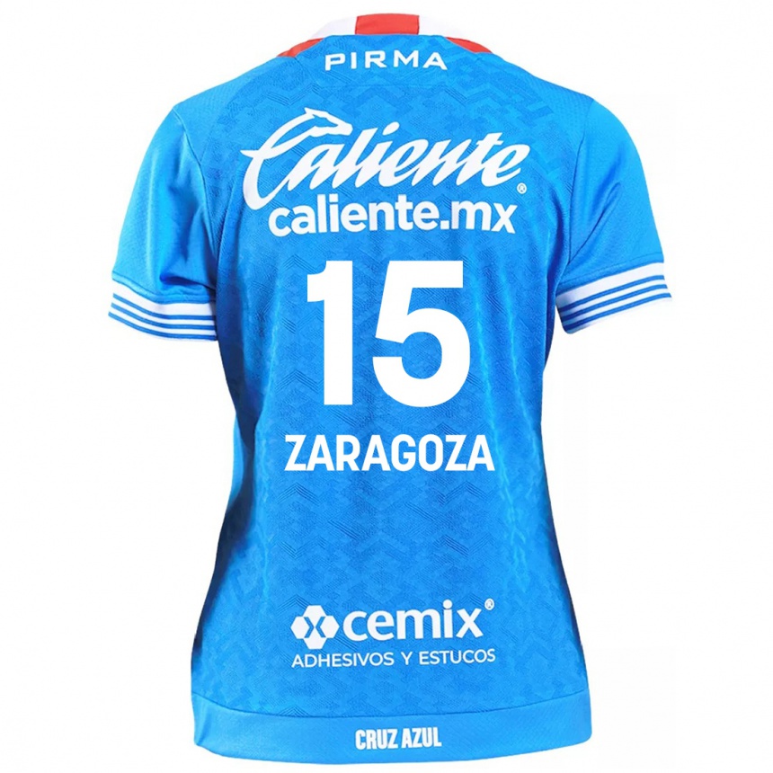 Kids Football Nancy Zaragoza #15 Sky Blue Home Jersey 2024/25 T-Shirt Nz