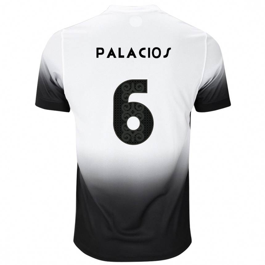 Kids Football Diego Palacios #6 White Black Home Jersey 2024/25 T-Shirt Nz