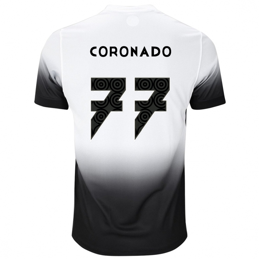 Kids Football Igor Coronado #77 White Black Home Jersey 2024/25 T-Shirt Nz