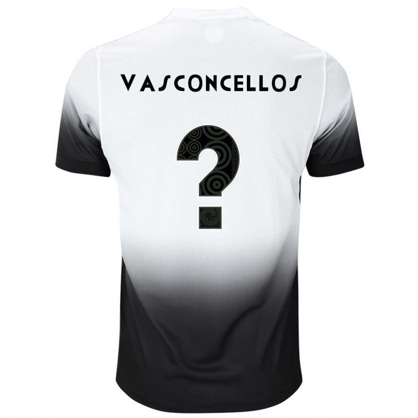 Kids Football Cauã Vasconcellos #0 White Black Home Jersey 2024/25 T-Shirt Nz