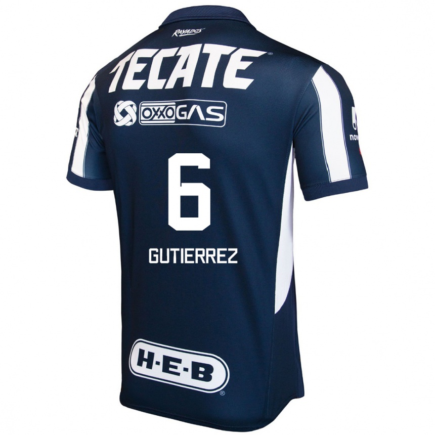 Kids Football Édson Gutiérrez #6 Blue Red White Home Jersey 2024/25 T-Shirt Nz