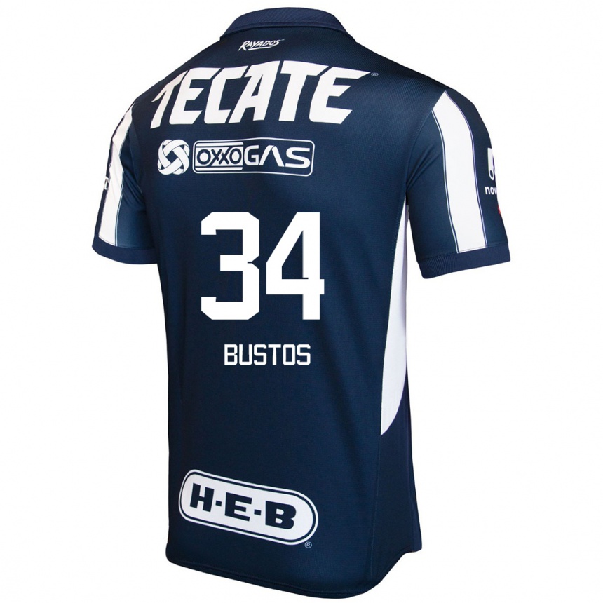 Kids Football César Bustos #34 Blue Red White Home Jersey 2024/25 T-Shirt Nz