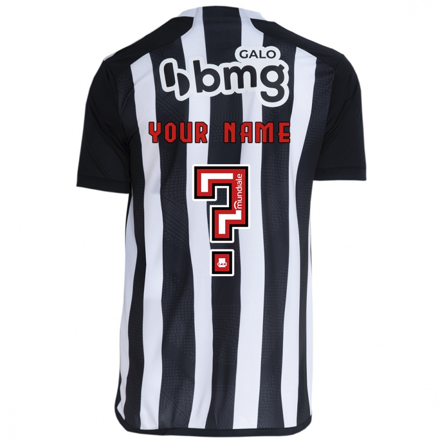 Kids Football Your Name #0 White Black Home Jersey 2024/25 T-Shirt Nz