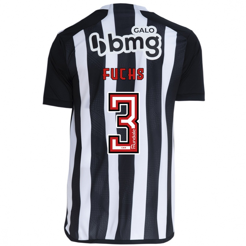 Kids Football Bruno Fuchs #3 White Black Home Jersey 2024/25 T-Shirt Nz