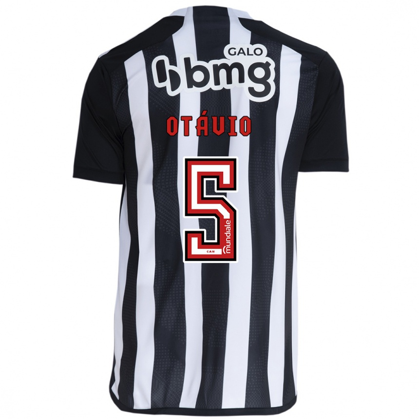 Kids Football Otávio #5 White Black Home Jersey 2024/25 T-Shirt Nz