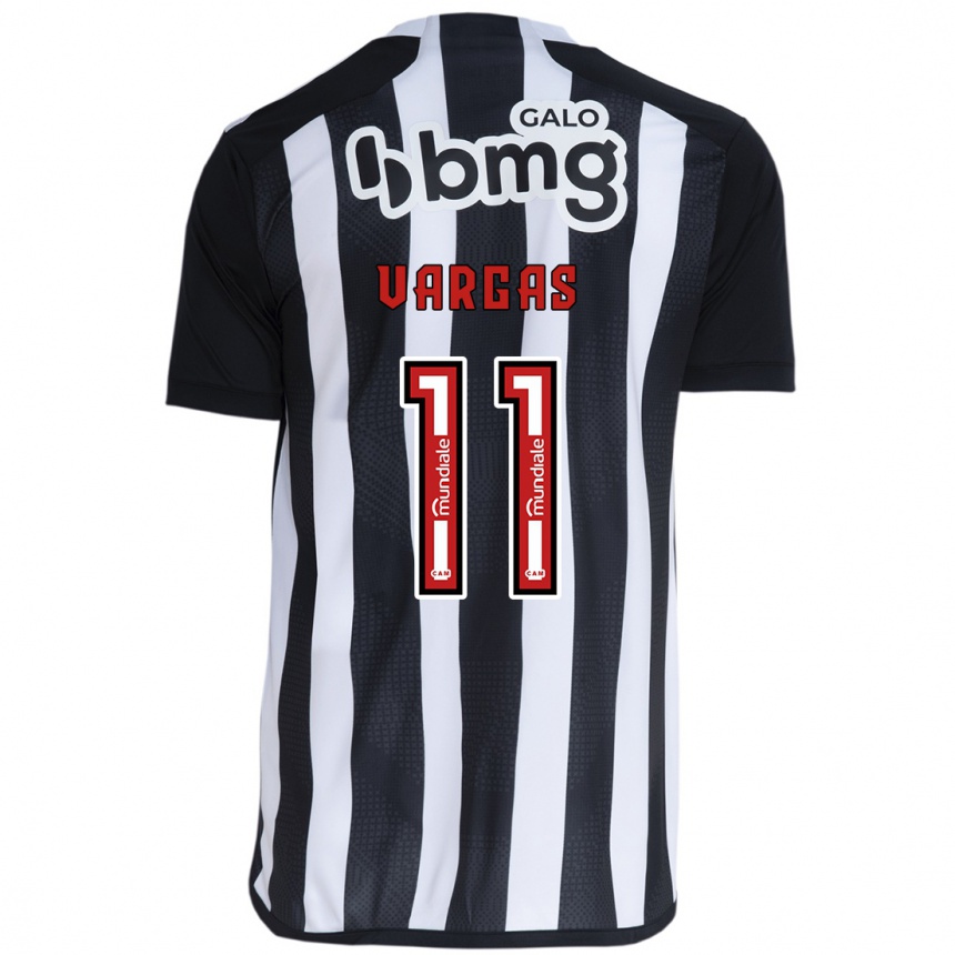 Kids Football Eduardo Vargas #11 White Black Home Jersey 2024/25 T-Shirt Nz