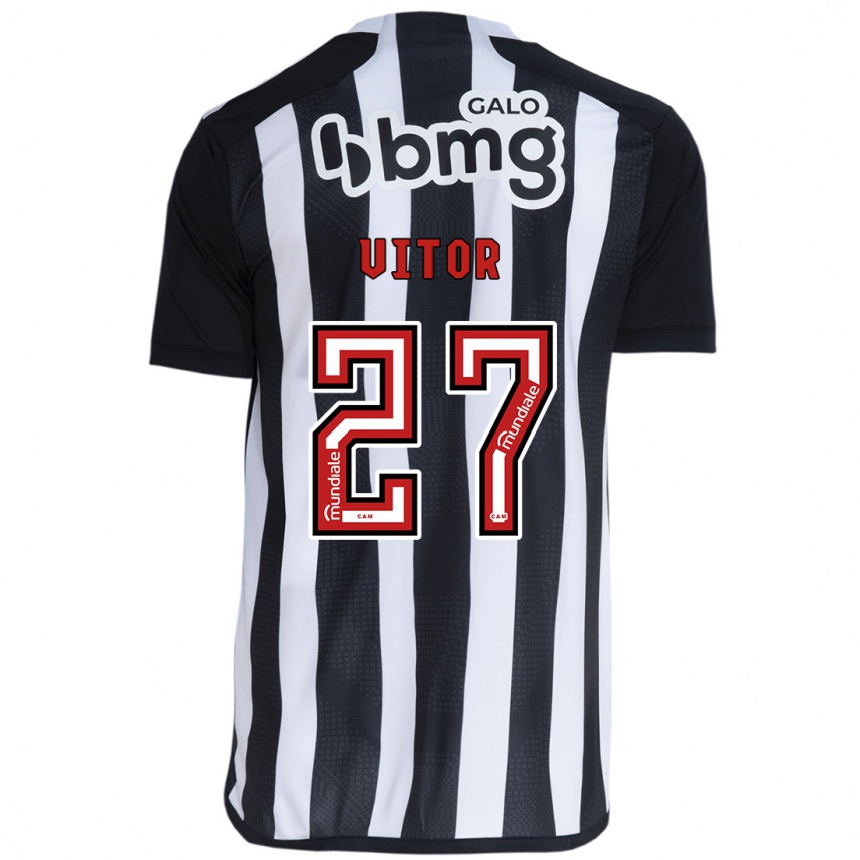 Kids Football Paulo Vitor #27 White Black Home Jersey 2024/25 T-Shirt Nz