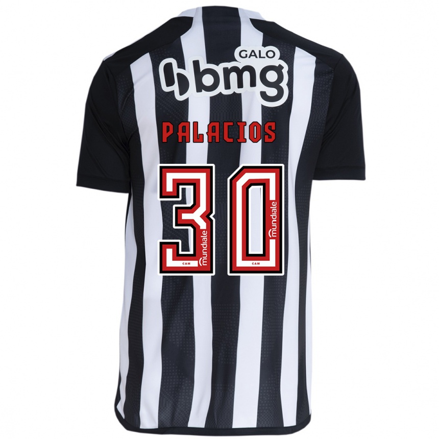 Kids Football Brahian Palacios #30 White Black Home Jersey 2024/25 T-Shirt Nz