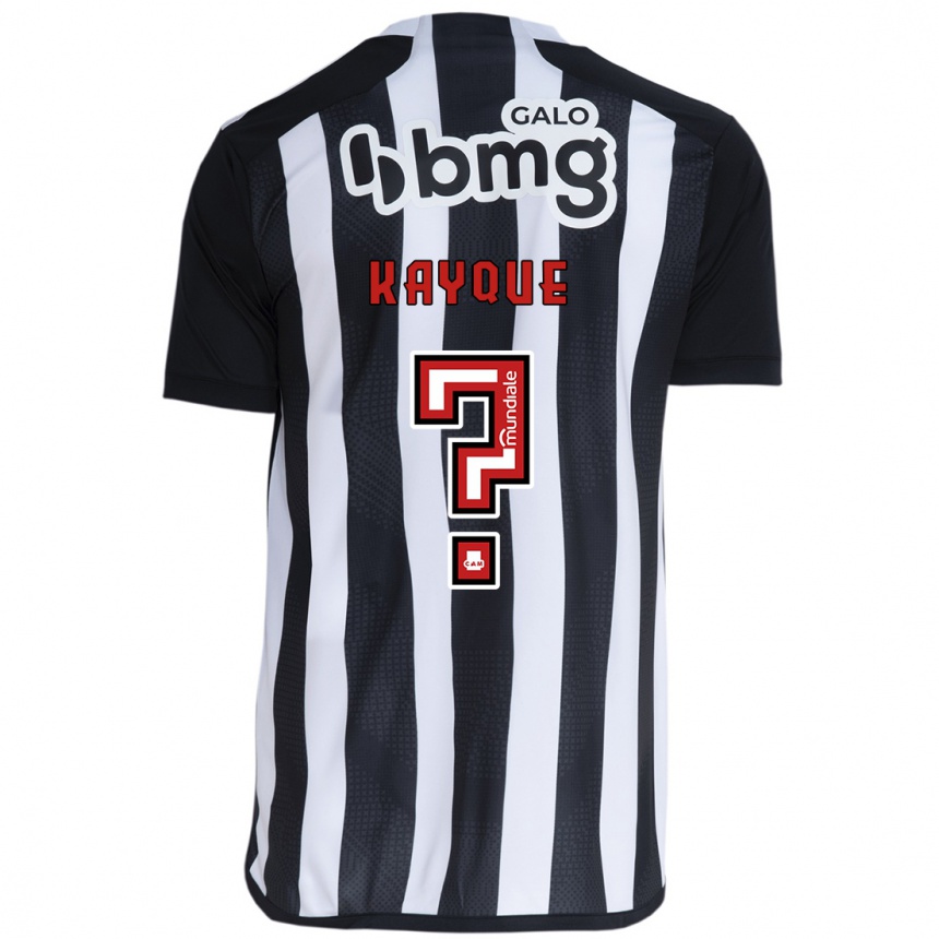 Kids Football Kayque #0 White Black Home Jersey 2024/25 T-Shirt Nz