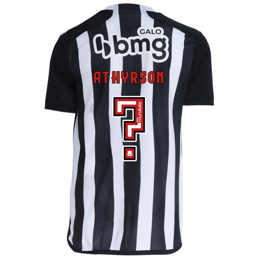 Kids Football Athyrson #0 White Black Home Jersey 2024/25 T-Shirt Nz