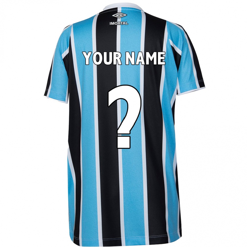 Kids Football Your Name #0 Blue Black White Home Jersey 2024/25 T-Shirt Nz