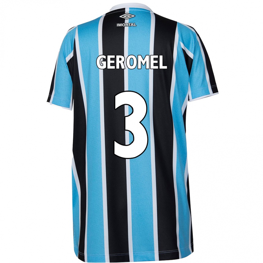 Kids Football Pedro Geromel #3 Blue Black White Home Jersey 2024/25 T-Shirt Nz