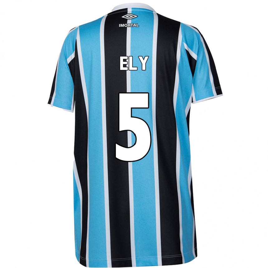 Kids Football Rodrigo Ely #5 Blue Black White Home Jersey 2024/25 T-Shirt Nz