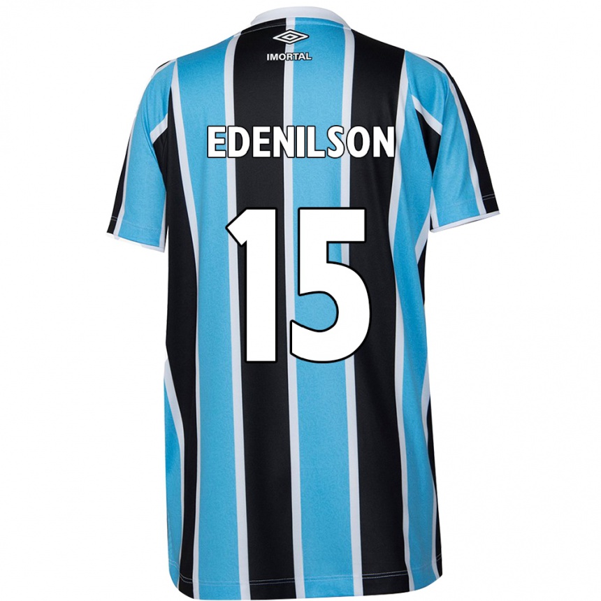 Kids Football Edenilson #15 Blue Black White Home Jersey 2024/25 T-Shirt Nz