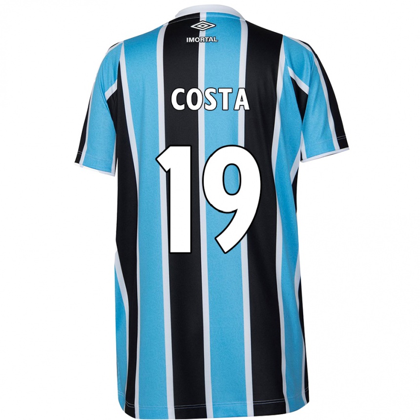 Kids Football Diego Costa #19 Blue Black White Home Jersey 2024/25 T-Shirt Nz