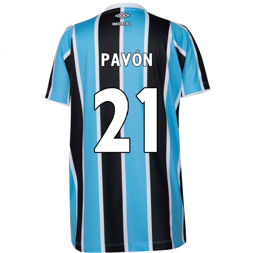 Kids Football Cristian Pavón #21 Blue Black White Home Jersey 2024/25 T-Shirt Nz