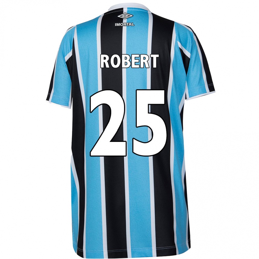 Kids Football Jhonata Robert #25 Blue Black White Home Jersey 2024/25 T-Shirt Nz