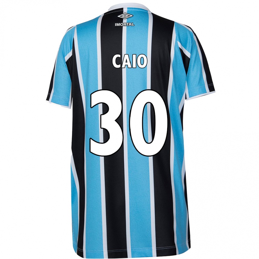 Kids Football Rodrigo Caio #30 Blue Black White Home Jersey 2024/25 T-Shirt Nz