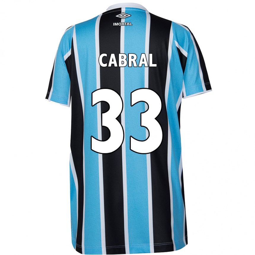 Kids Football Rafael Cabral #33 Blue Black White Home Jersey 2024/25 T-Shirt Nz