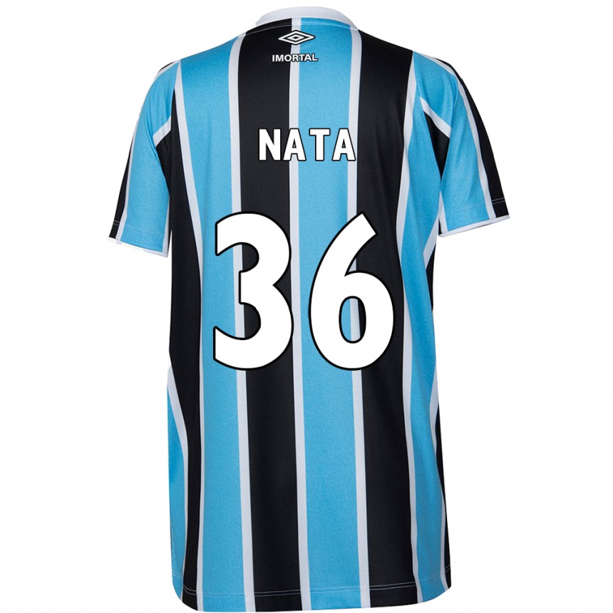 Kids Football Natã #36 Blue Black White Home Jersey 2024/25 T-Shirt Nz