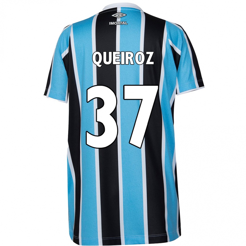 Kids Football Du Queiroz #37 Blue Black White Home Jersey 2024/25 T-Shirt Nz