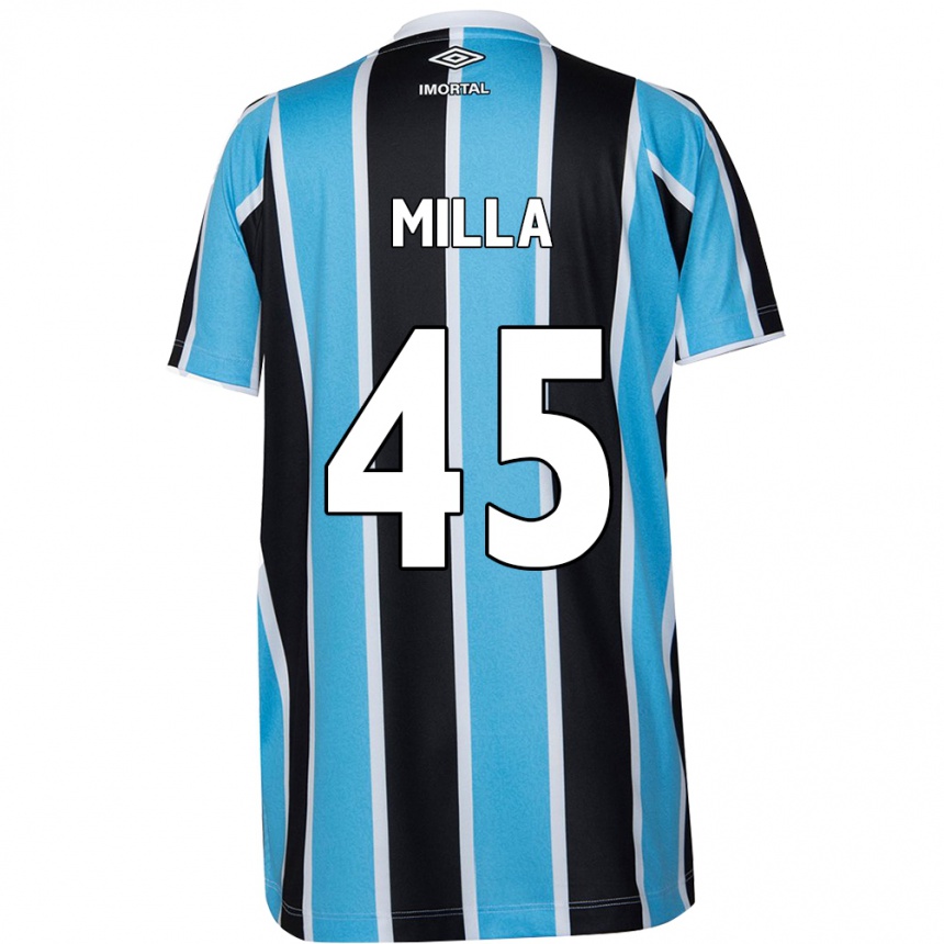 Kids Football Lucas Milla #45 Blue Black White Home Jersey 2024/25 T-Shirt Nz