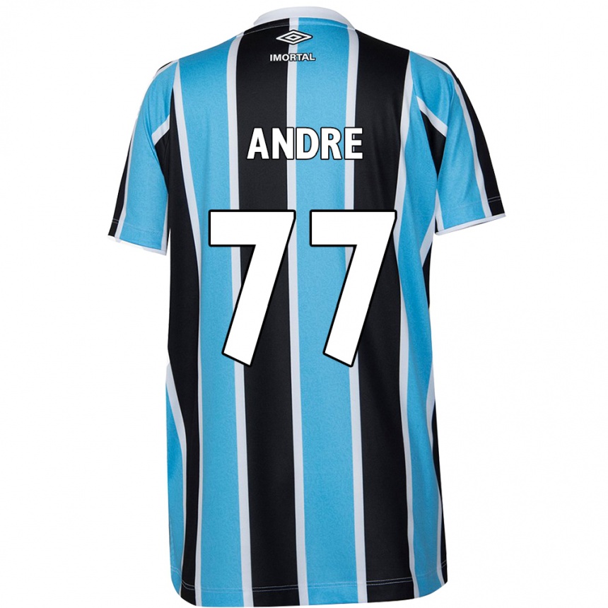 Kids Football André #77 Blue Black White Home Jersey 2024/25 T-Shirt Nz