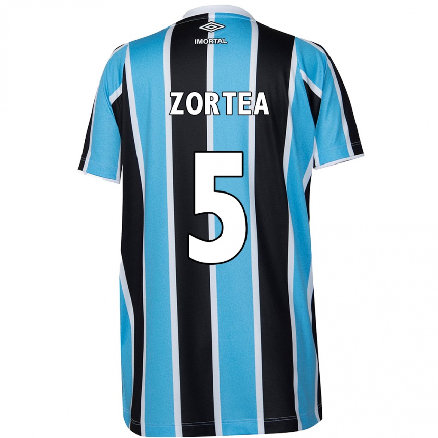 Kids Football Bernardo Zortea #5 Blue Black White Home Jersey 2024/25 T-Shirt Nz