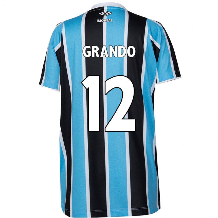 Kids Football Gabriel Grando #12 Blue Black White Home Jersey 2024/25 T-Shirt Nz