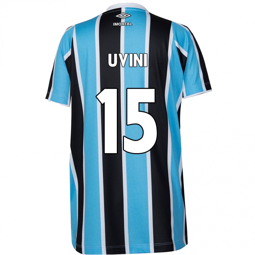 Kids Football Bruno Uvini #15 Blue Black White Home Jersey 2024/25 T-Shirt Nz