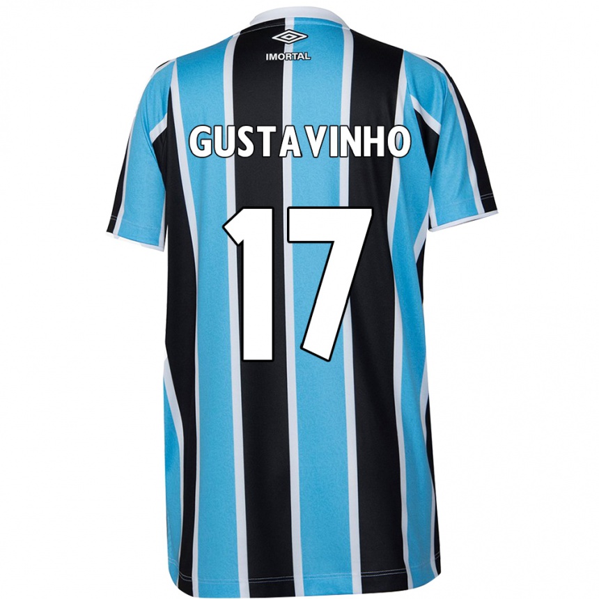 Kids Football Gustavinho #17 Blue Black White Home Jersey 2024/25 T-Shirt Nz