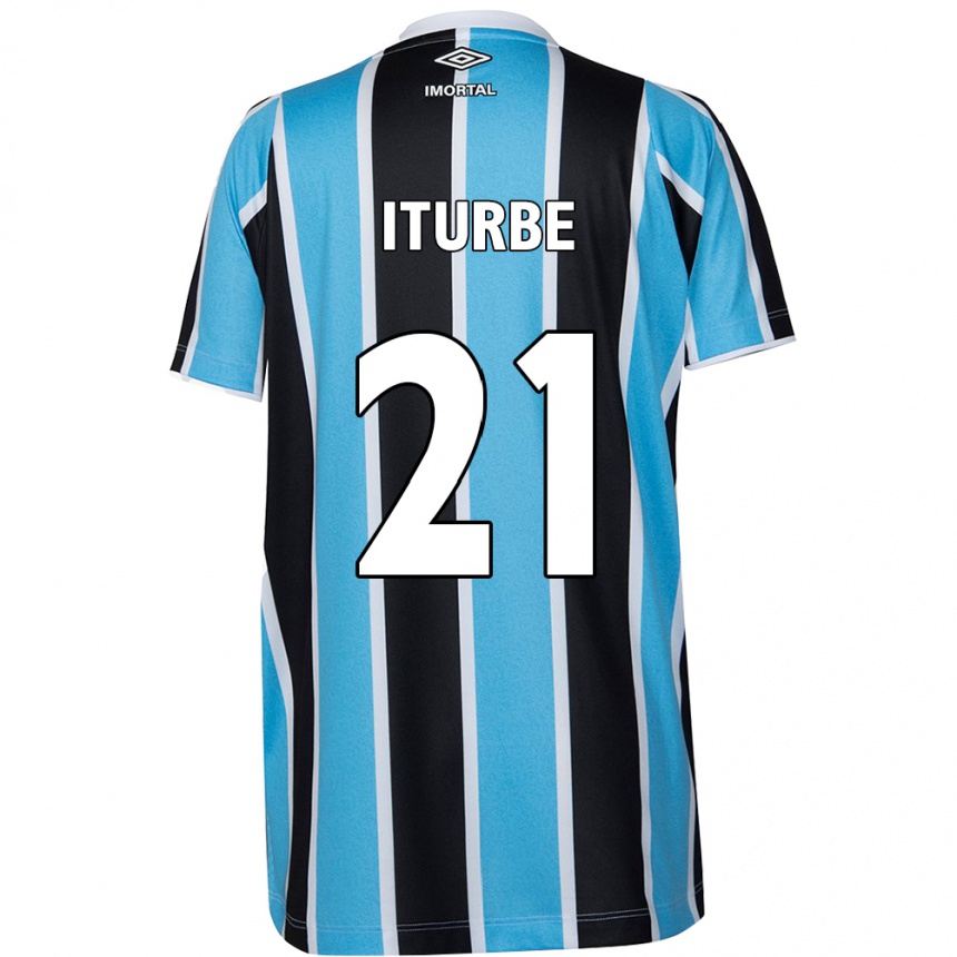 Kids Football Juan Iturbe #21 Blue Black White Home Jersey 2024/25 T-Shirt Nz