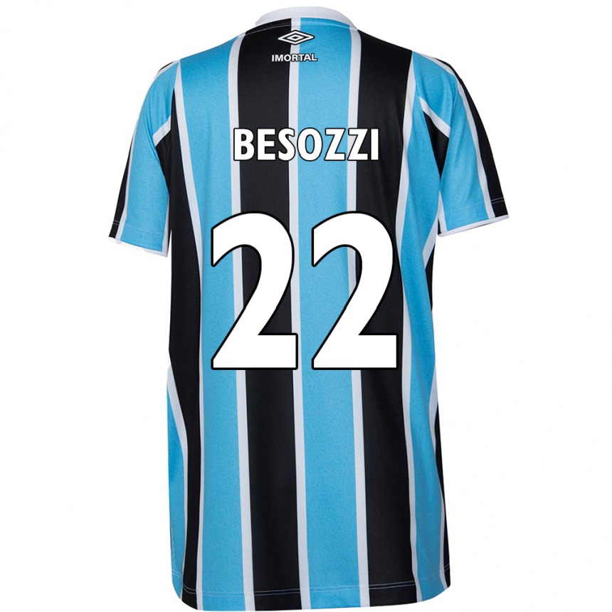 Kids Football Lucas Besozzi #22 Blue Black White Home Jersey 2024/25 T-Shirt Nz