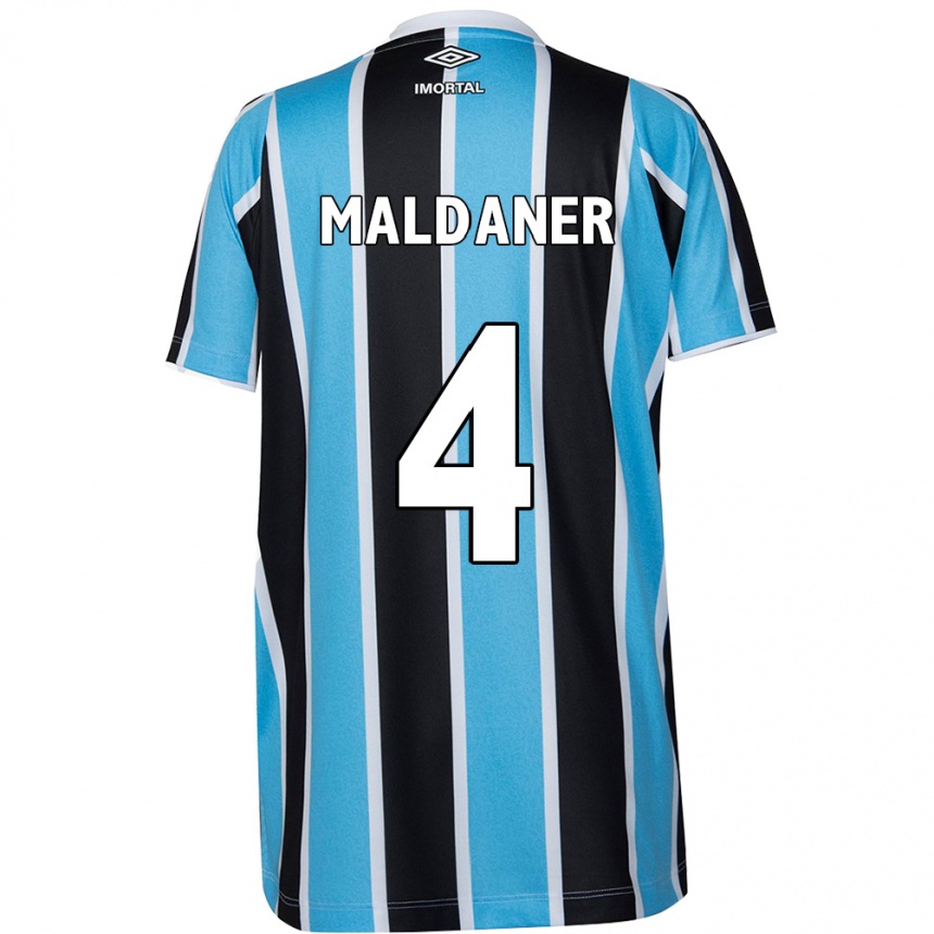 Kids Football Pati Maldaner #4 Blue Black White Home Jersey 2024/25 T-Shirt Nz