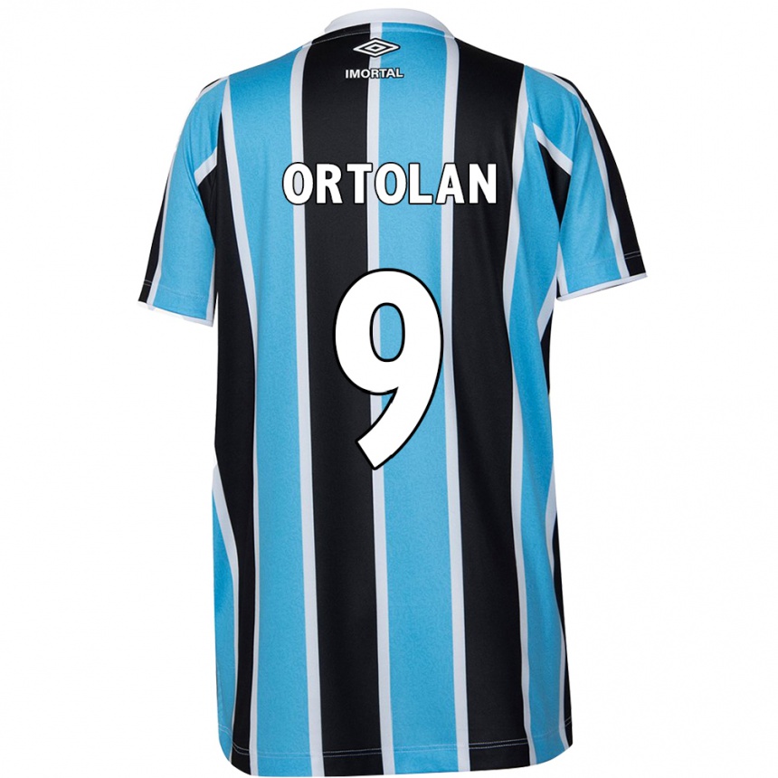 Kids Football Dani Ortolan #9 Blue Black White Home Jersey 2024/25 T-Shirt Nz