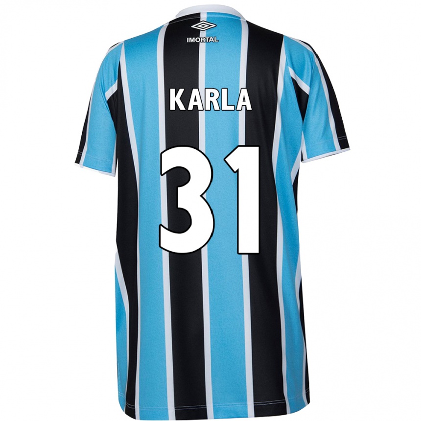 Kids Football Emmily Karla #31 Blue Black White Home Jersey 2024/25 T-Shirt Nz