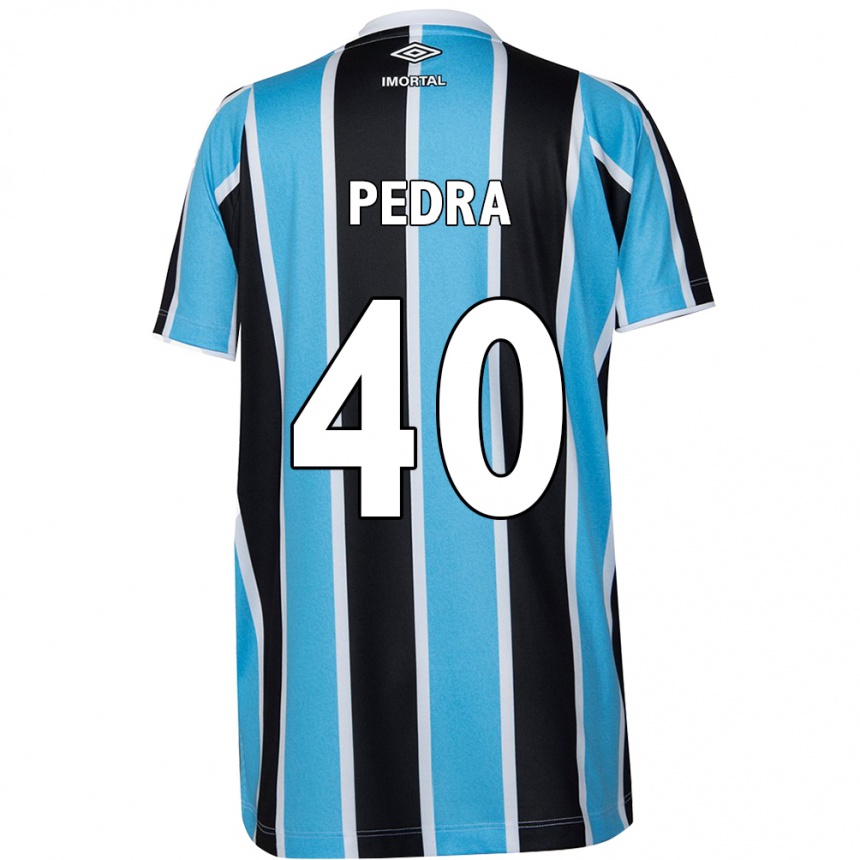 Kids Football Duda Pedra #40 Blue Black White Home Jersey 2024/25 T-Shirt Nz