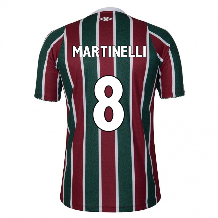 Kids Football Martinelli #8 Green Maroon White Home Jersey 2024/25 T-Shirt Nz