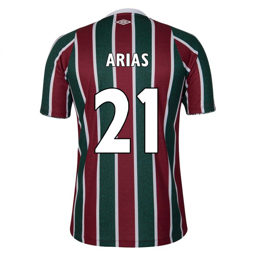 Kids Football Jhon Arias #21 Green Maroon White Home Jersey 2024/25 T-Shirt Nz