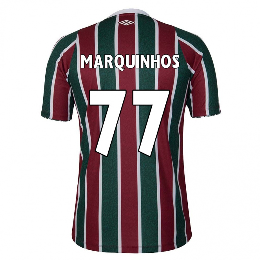 Kids Football Marquinhos #77 Green Maroon White Home Jersey 2024/25 T-Shirt Nz