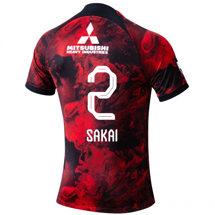 Kids Football Hiroki Sakai #2 Red Black Home Jersey 2024/25 T-Shirt Nz