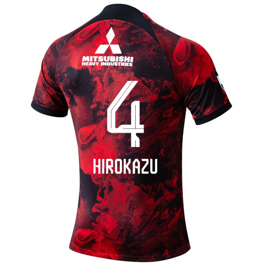 Kids Football Hirokazu Ishihara #4 Red Black Home Jersey 2024/25 T-Shirt Nz