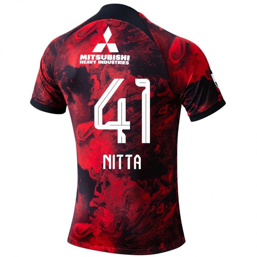 Kids Football Rio Nitta #41 Red Black Home Jersey 2024/25 T-Shirt Nz