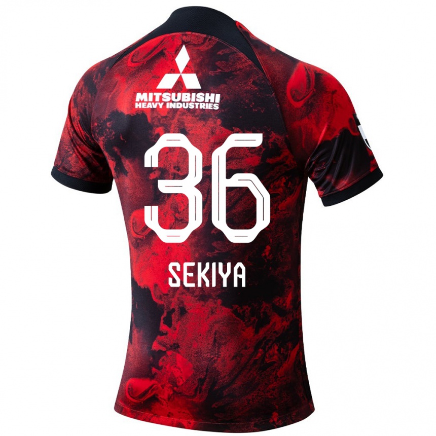 Kids Football Hikaru Sekiya #36 Red Black Home Jersey 2024/25 T-Shirt Nz