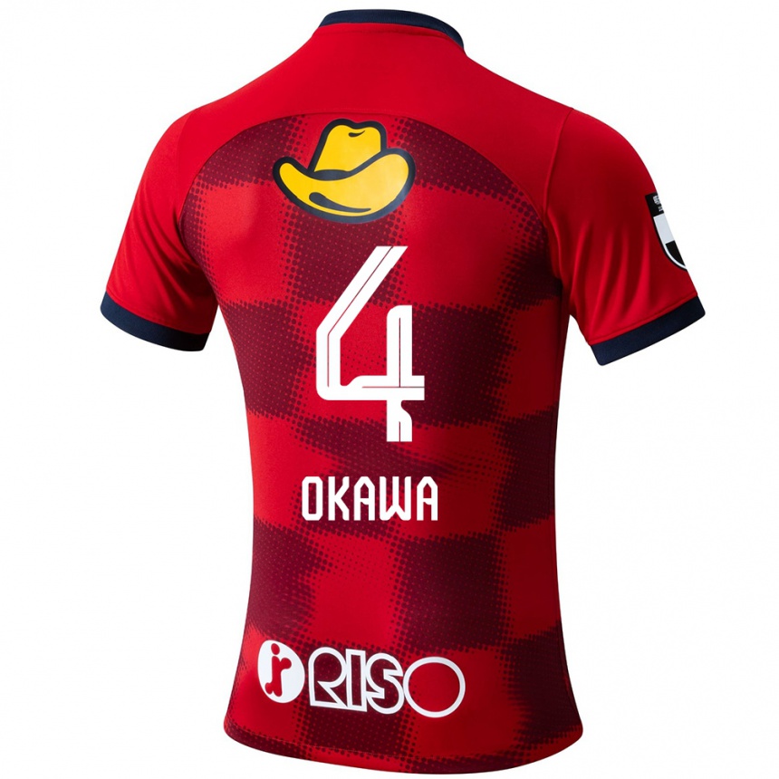 Kids Football Yugo Okawa #4 Red Blue White Home Jersey 2024/25 T-Shirt Nz