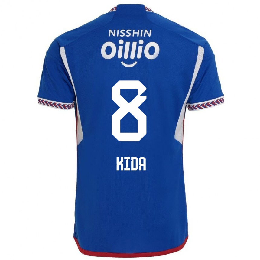 Kids Football Takuya Kida #8 Blue White Red Home Jersey 2024/25 T-Shirt Nz