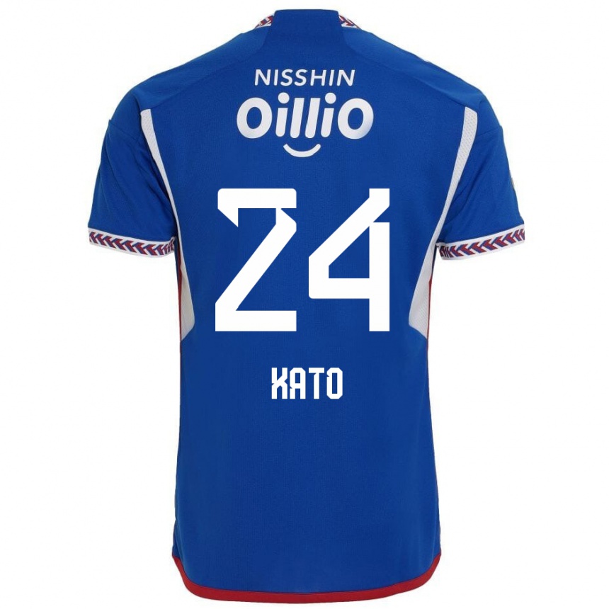 Kids Football Hijiri Kato #24 Blue White Red Home Jersey 2024/25 T-Shirt Nz