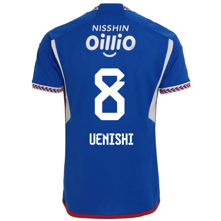 Kids Football Haruki Uenishi #8 Blue White Red Home Jersey 2024/25 T-Shirt Nz