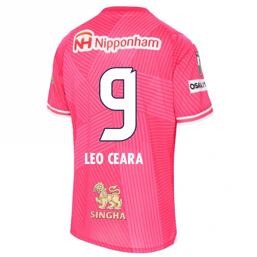 Kids Football Léo Ceará #9 Pink White Home Jersey 2024/25 T-Shirt Nz